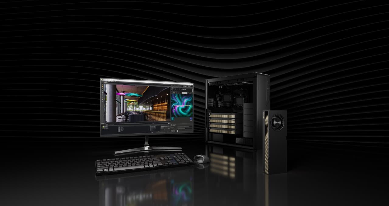Render oficial da estação com NVIDIA RTX PRO 5000 72GB Blackwell