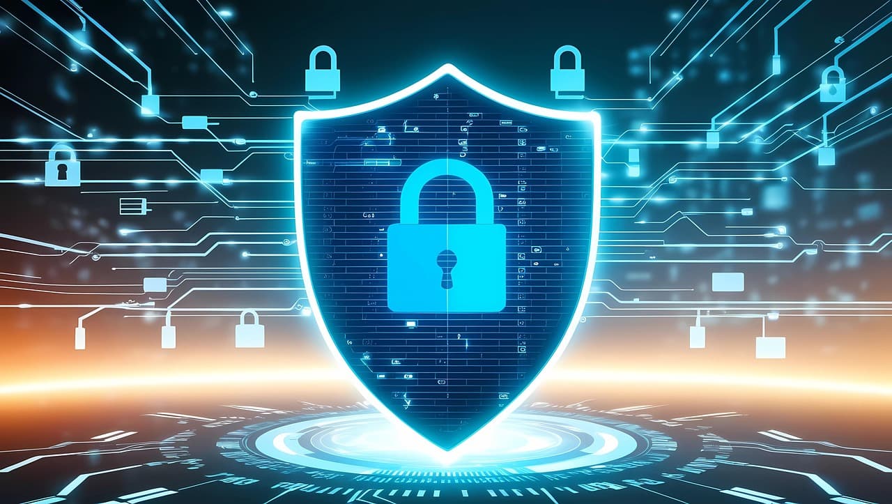 Escudo digital representando segurança e proteção em IA