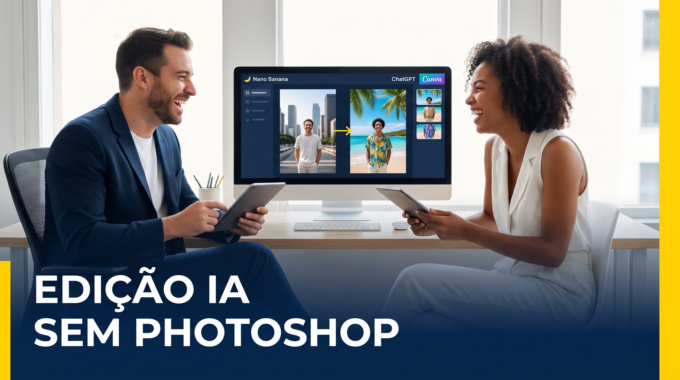 Editar foto com IA: como trocar fundo, roupa e retocar sem Photoshop (Nano Banana, ChatGPT e Canva)