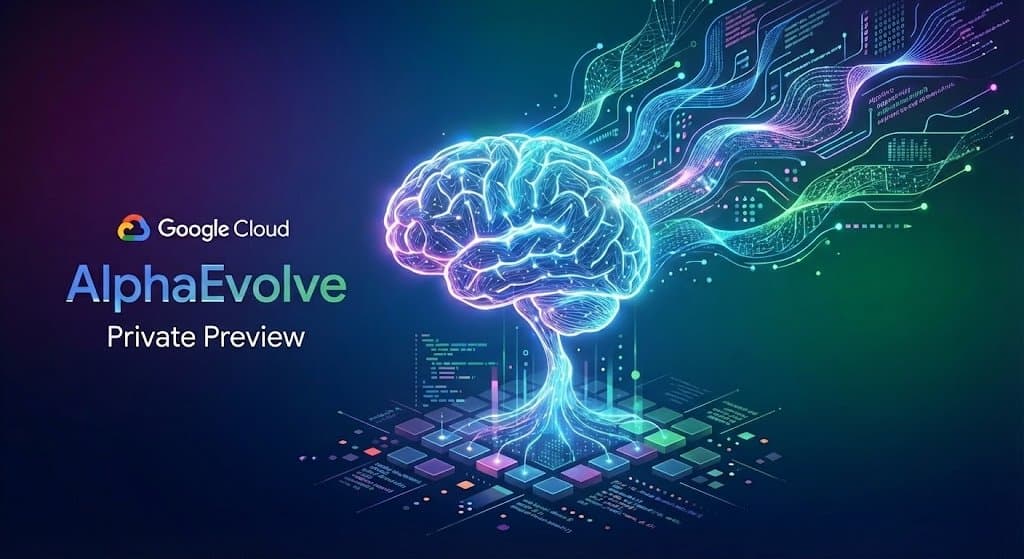 Ilustração oficial do Google Cloud sobre o AlphaEvolve em destaque