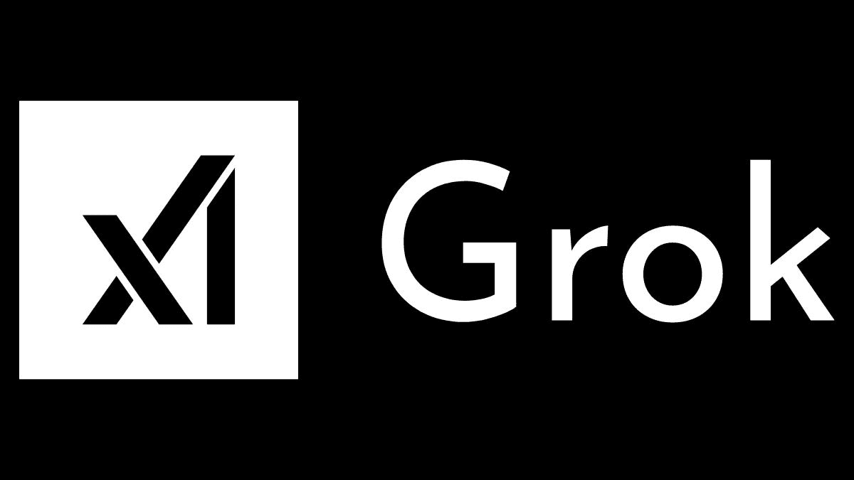 Logo do Grok AI da xAI em fundo preto