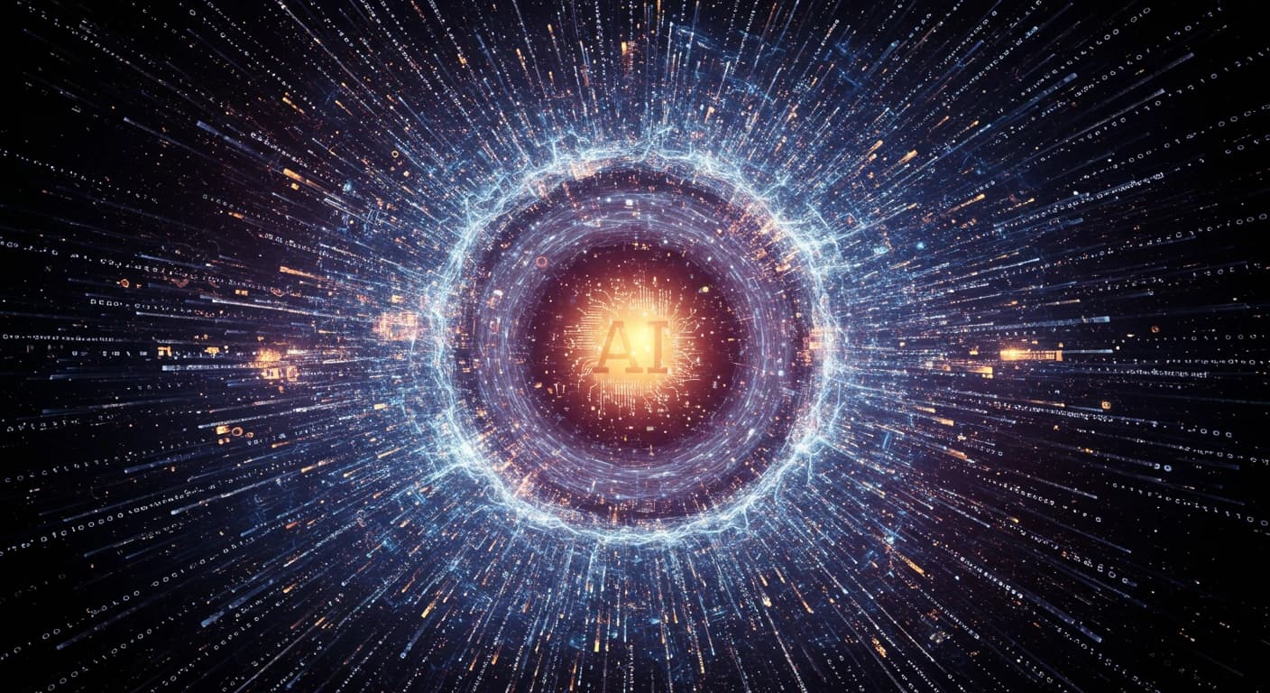 Ilustração de inteligência artificial com cérebro e circuitos