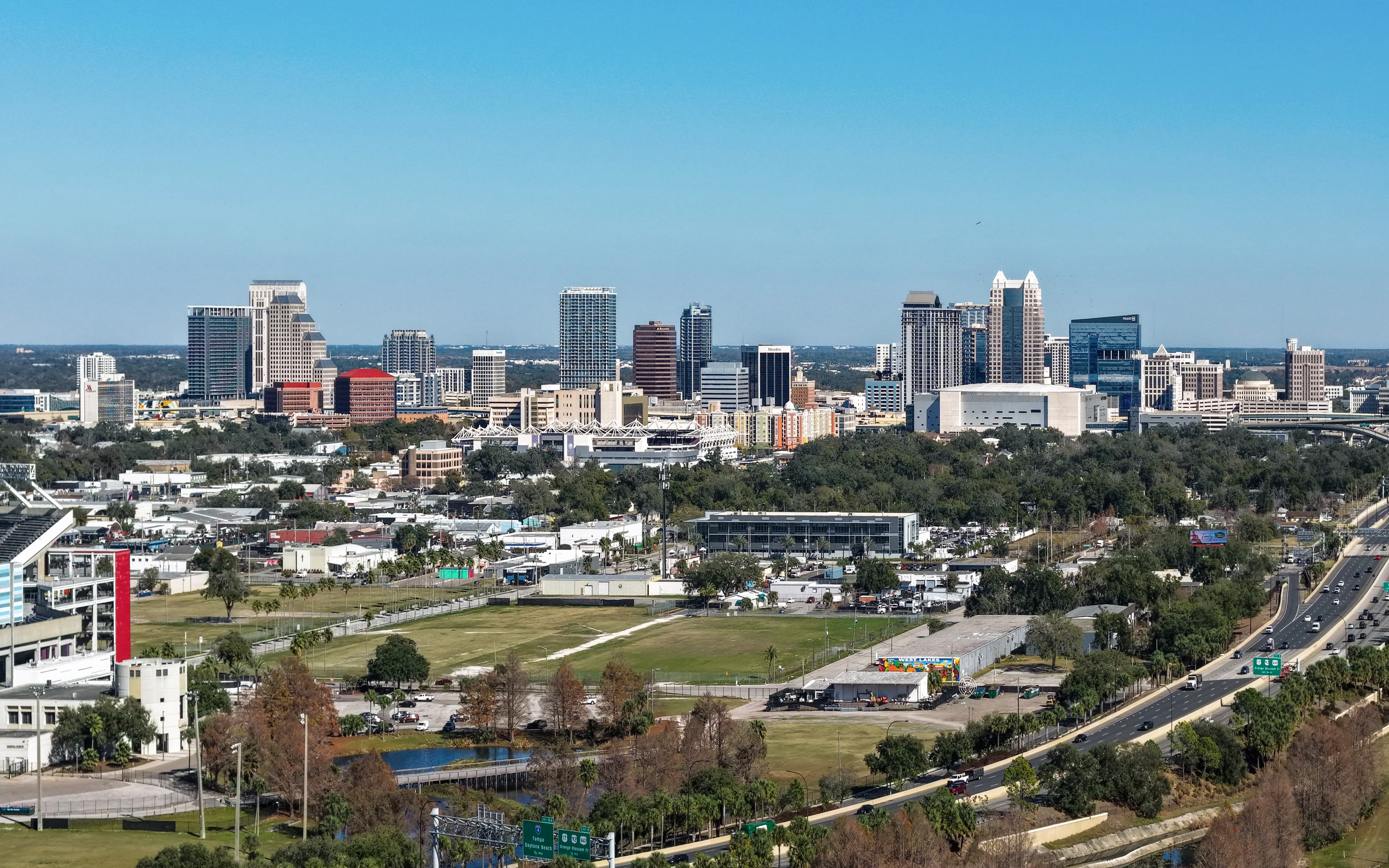 Skyline de Orlando, Florida, ao pôr do sol