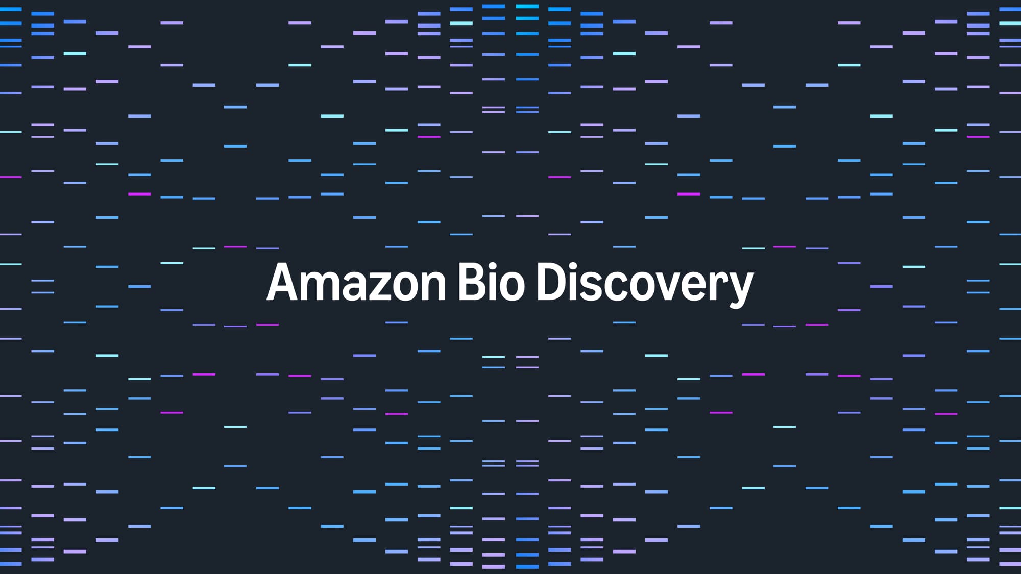 Imagem de apresentação do Amazon Bio Discovery com elementos visuais de sequências