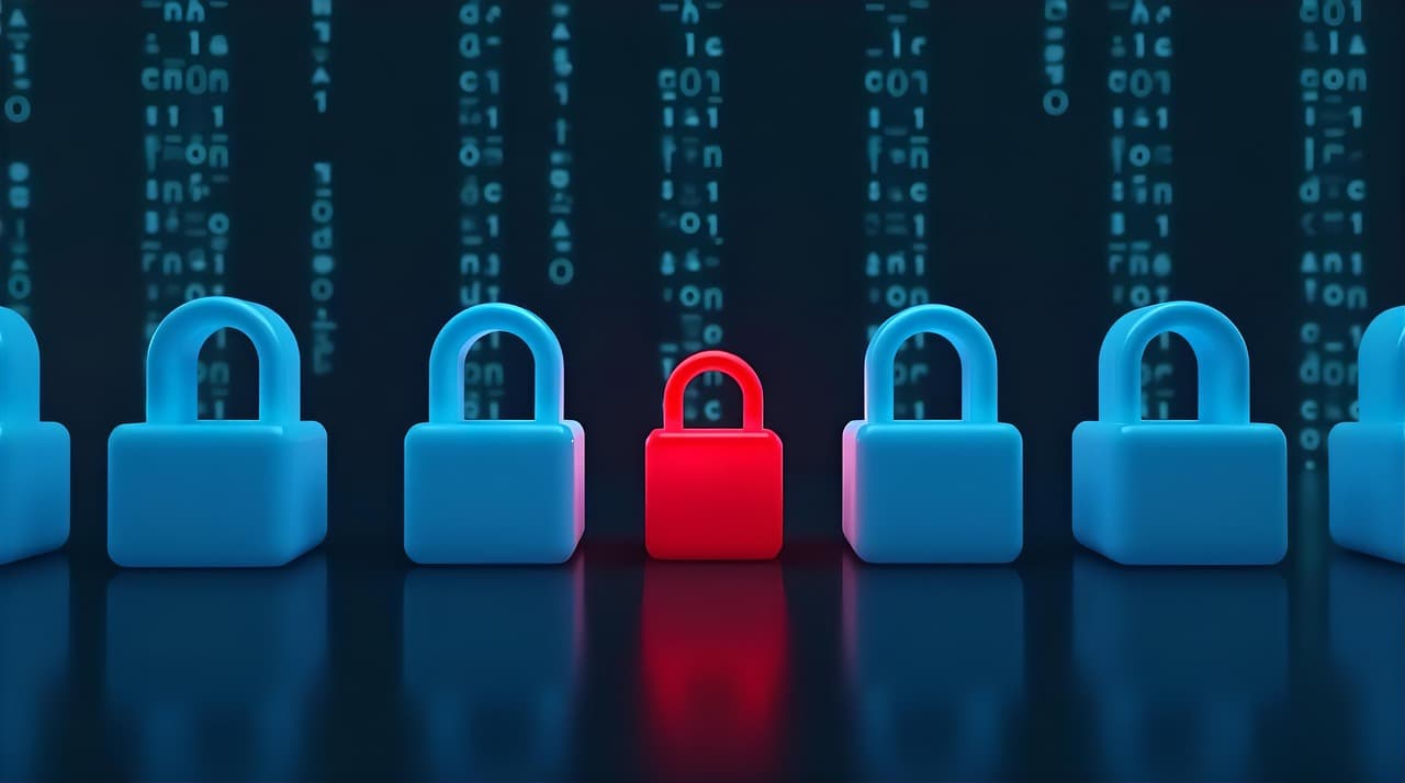 Cadeados e código digital representando segurança e privacidade em IA