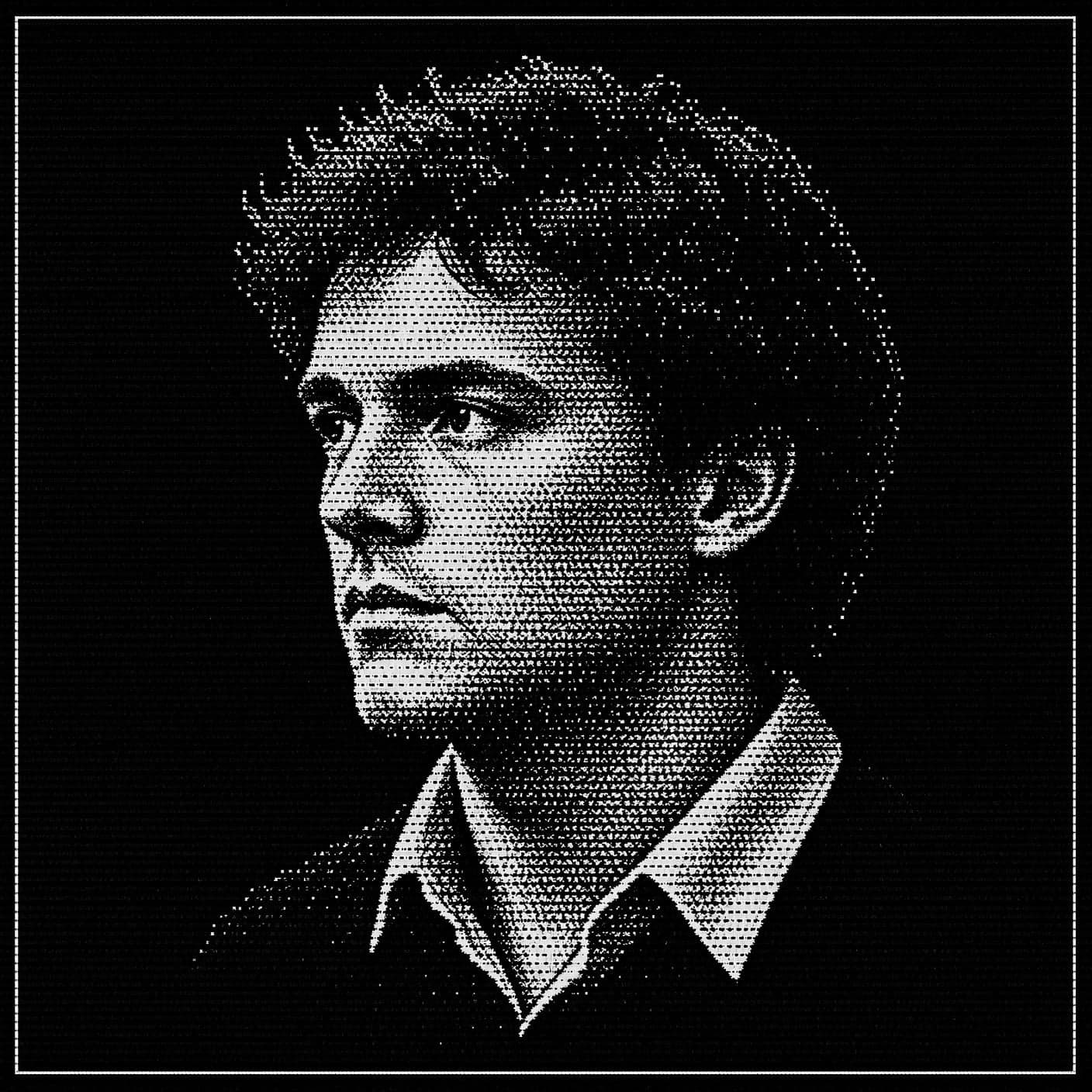 Retrato gerado pelo Imagine Image 2.0 com efeito halftone de alto contraste