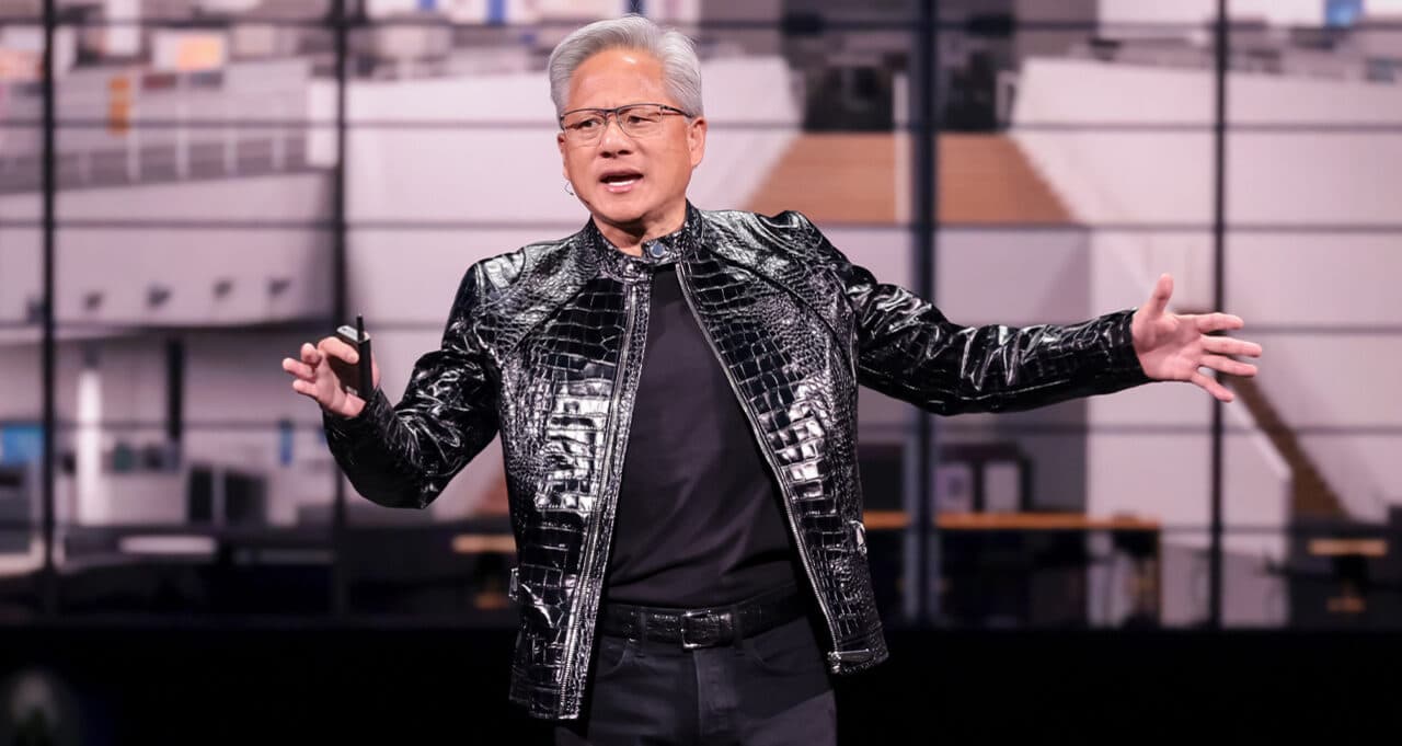 Palco da NVIDIA na CES 2026 destacando Rubin AI e open models