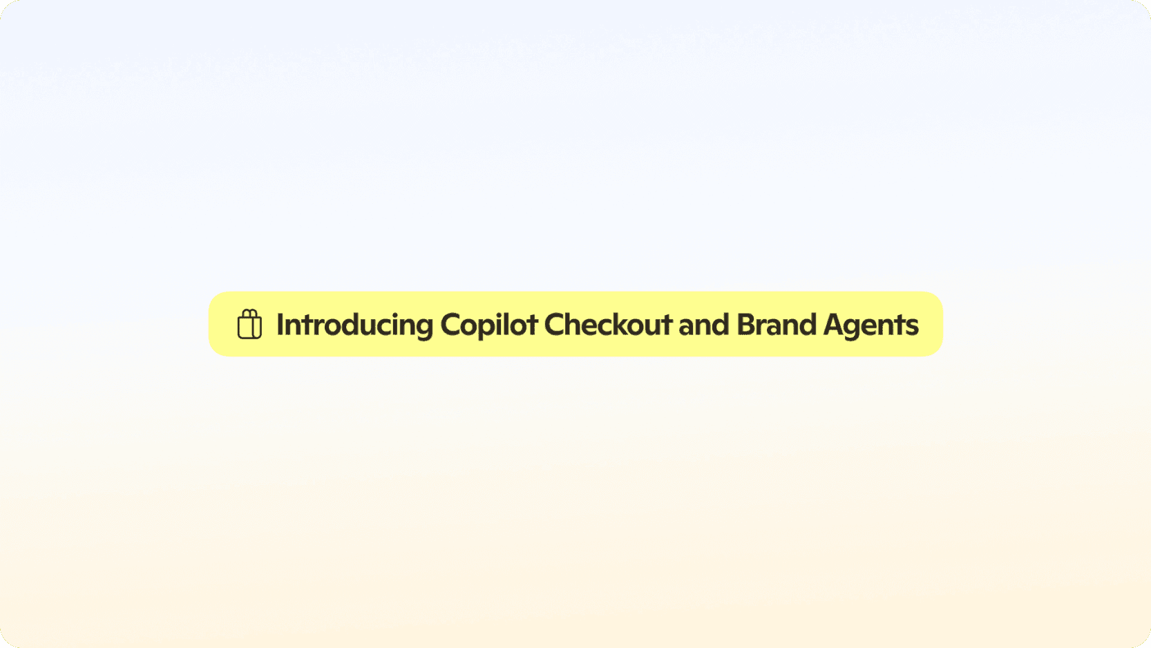 Arte visual anunciando Copilot Checkout e Brand Agents