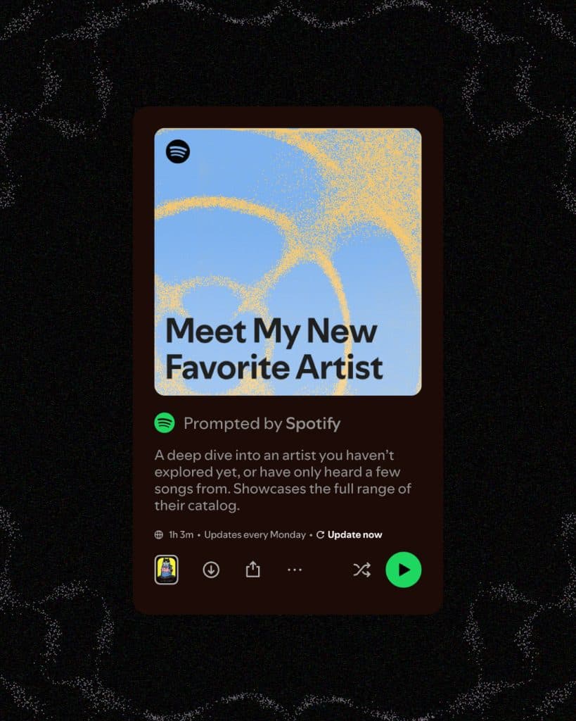 Interface do Spotify mostrando Prompted Playlists em destaque