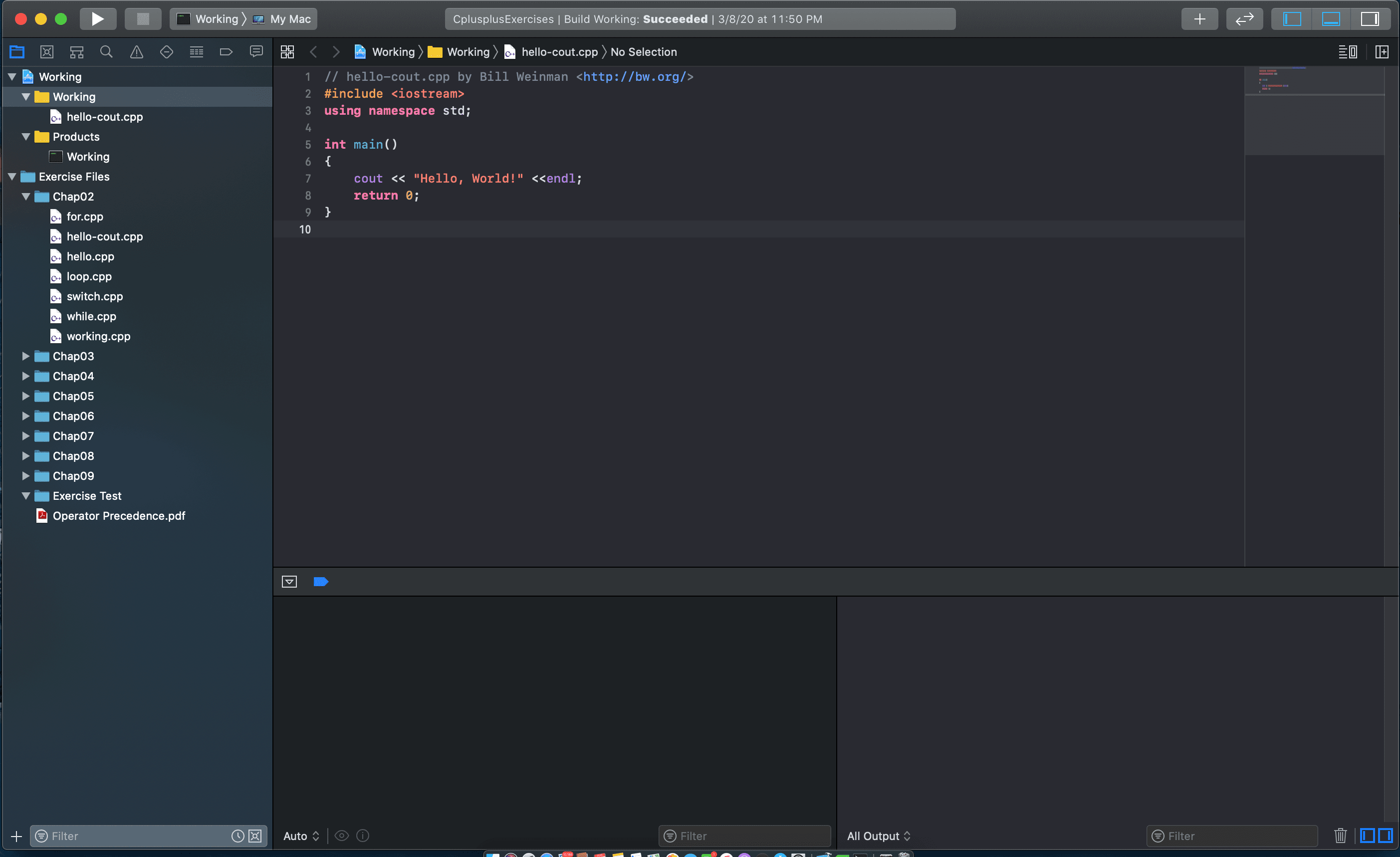 Captura de tela do Xcode em execução no macOS