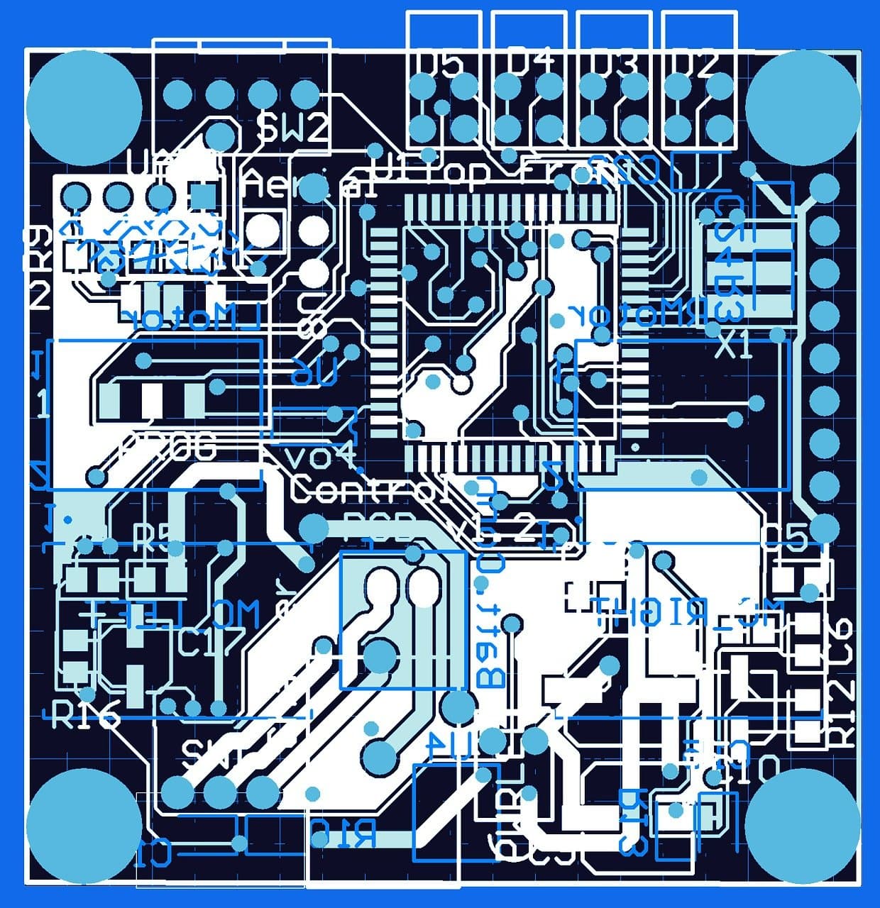 Plano de fundo tecnológico com circuito representando IA e dados