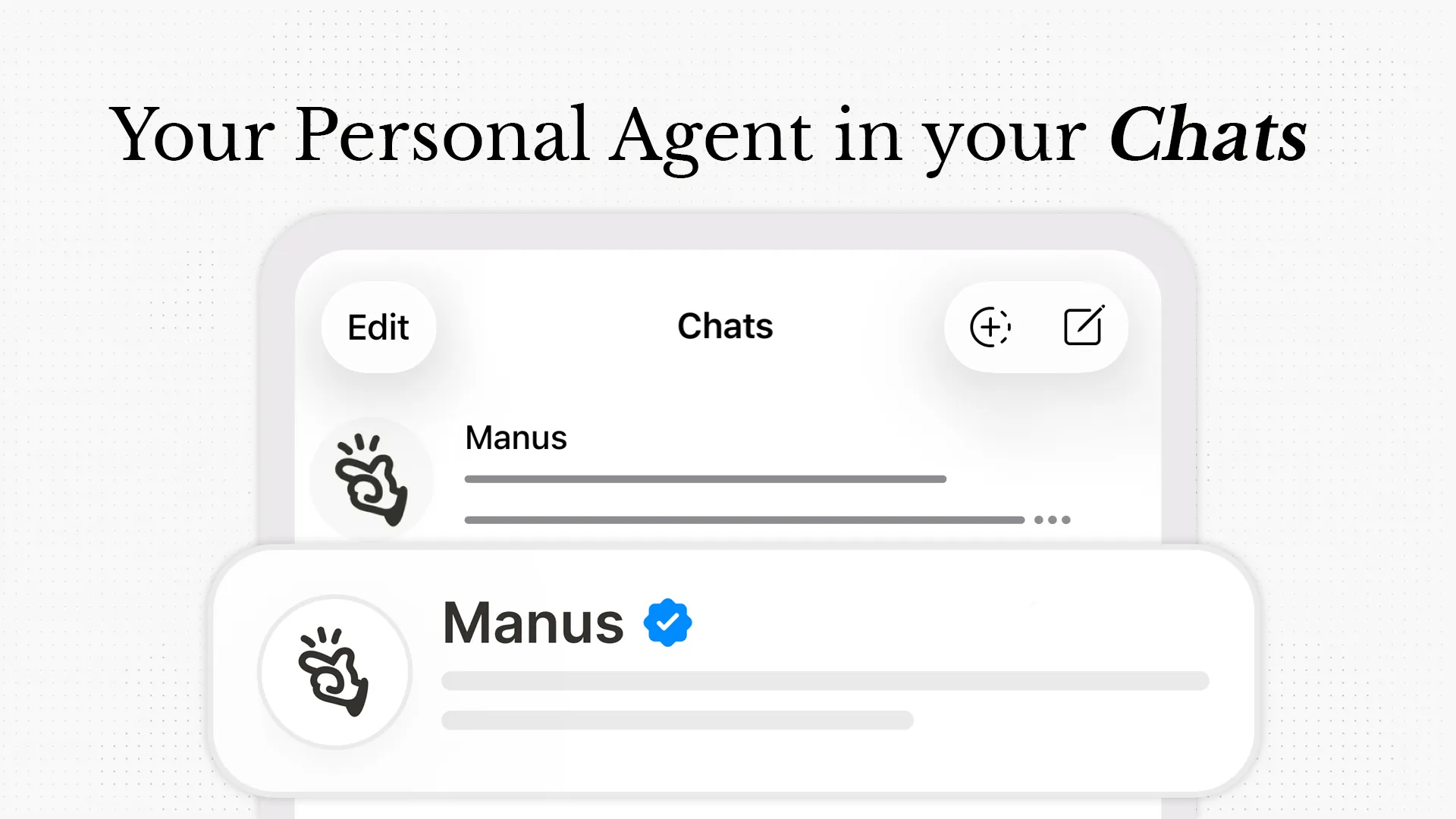 Interface do Manus Agents integrado a chats
