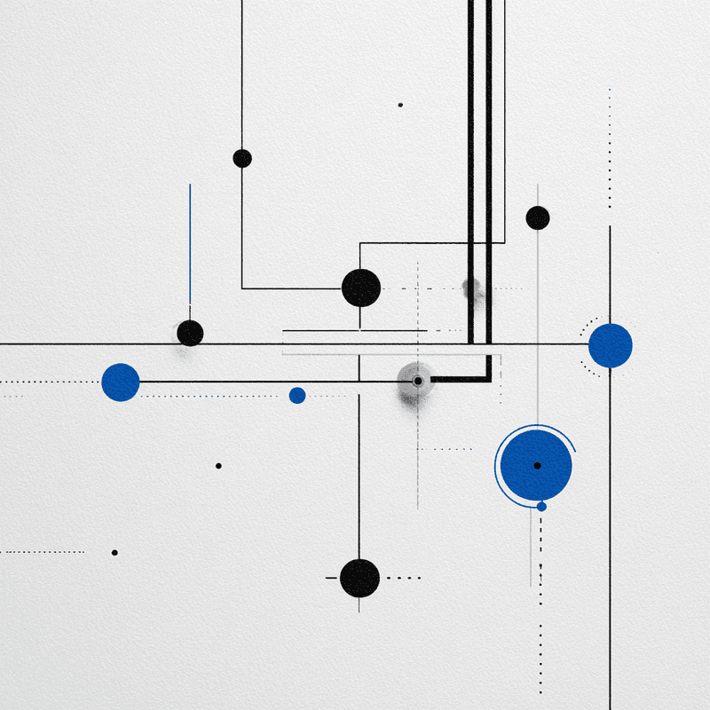 Ilustração minimalista com nós e conexões representando conceitos em um LLM interpretável