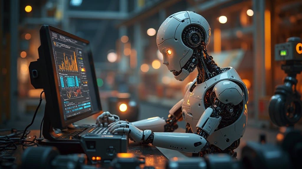 Visual abstrato de circuitos representando um pipeline de análise de IA