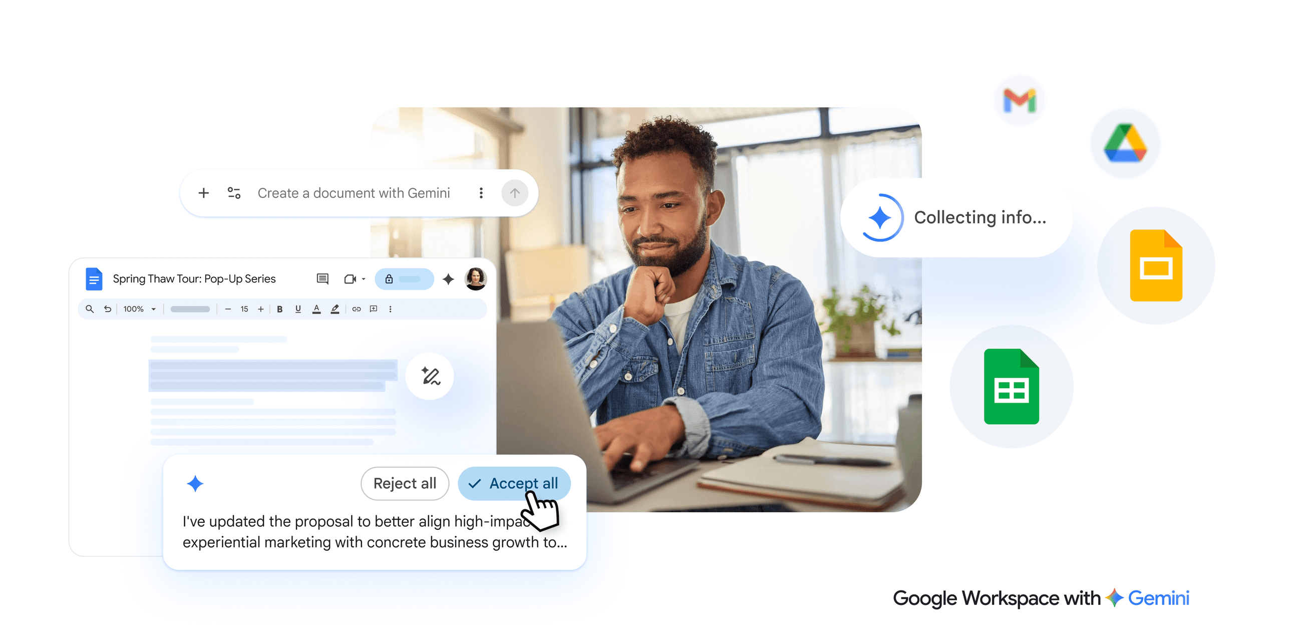 Interface do Google Docs com recursos do Gemini ativos