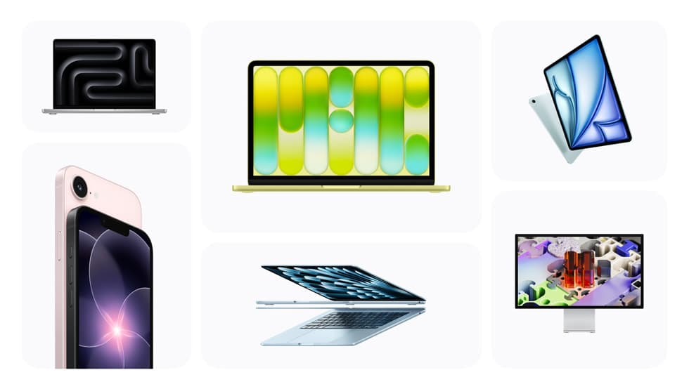 Novos produtos Apple 2026, MacBook Neo, iPhone 17e, iPad Air M4 e Studio Displays
