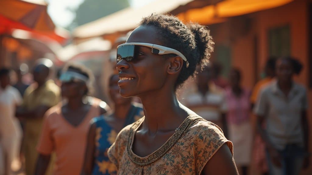 Close-up de óculos com feixe de luz simulando varredura facial