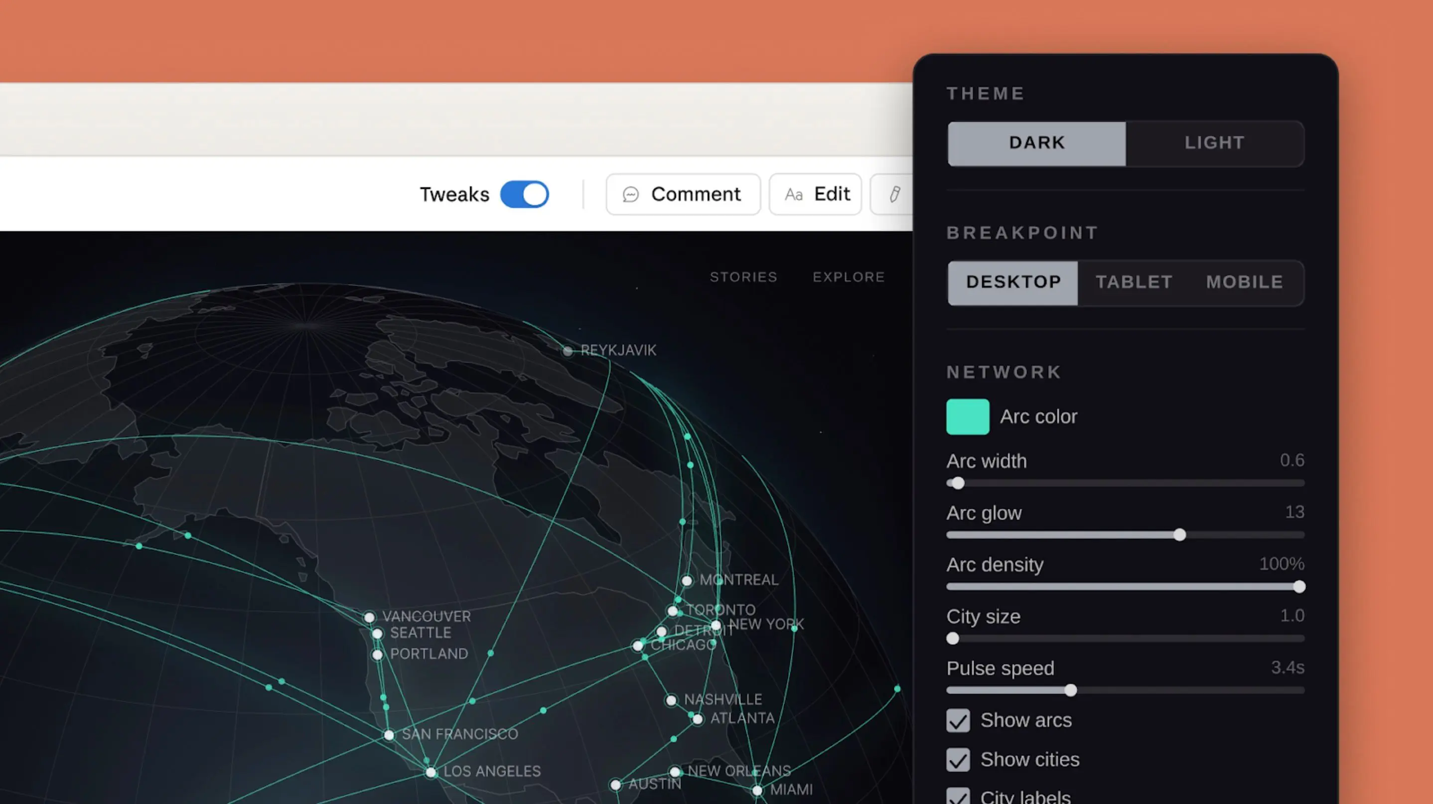 Interface do Claude Design mostrando painel de ajustes e protótipo
