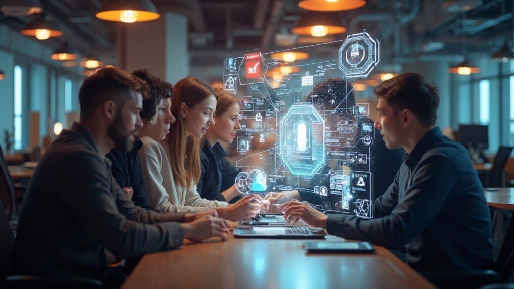 Conceito de inteligência artificial exibido em um laptop