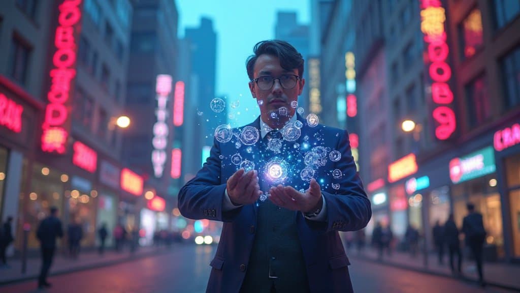 Representação visual de tecnologia e agentes de IA