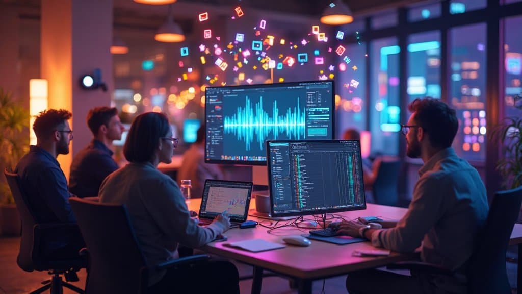 Representação visual de áudio com ondas sonoras e título Gemini 3.1 Flash TTS