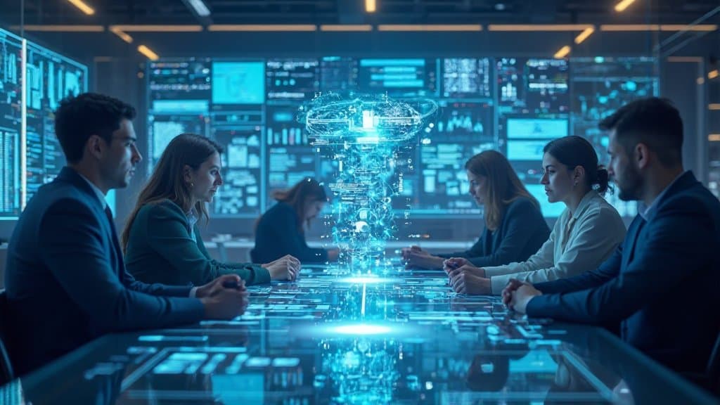 Visual abstrato de IA com padrão colorido, referência a tecnologia e design