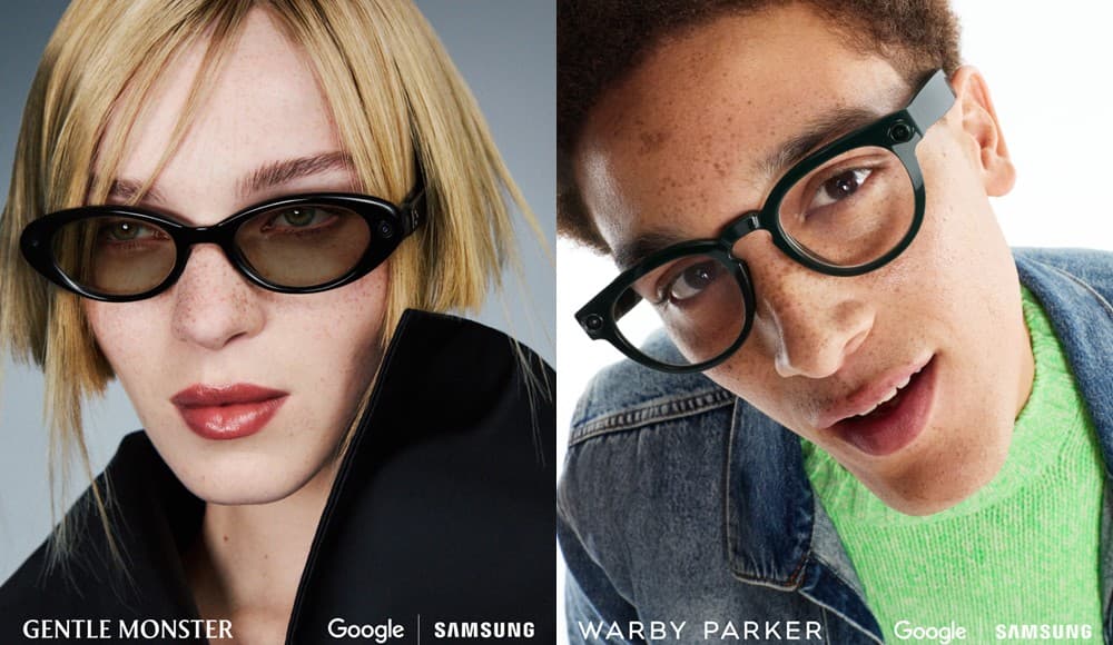 Dois modelos de Intelligent Eyewear apresentados por Samsung e Google com parceria Gentle Monster e Warby Parker