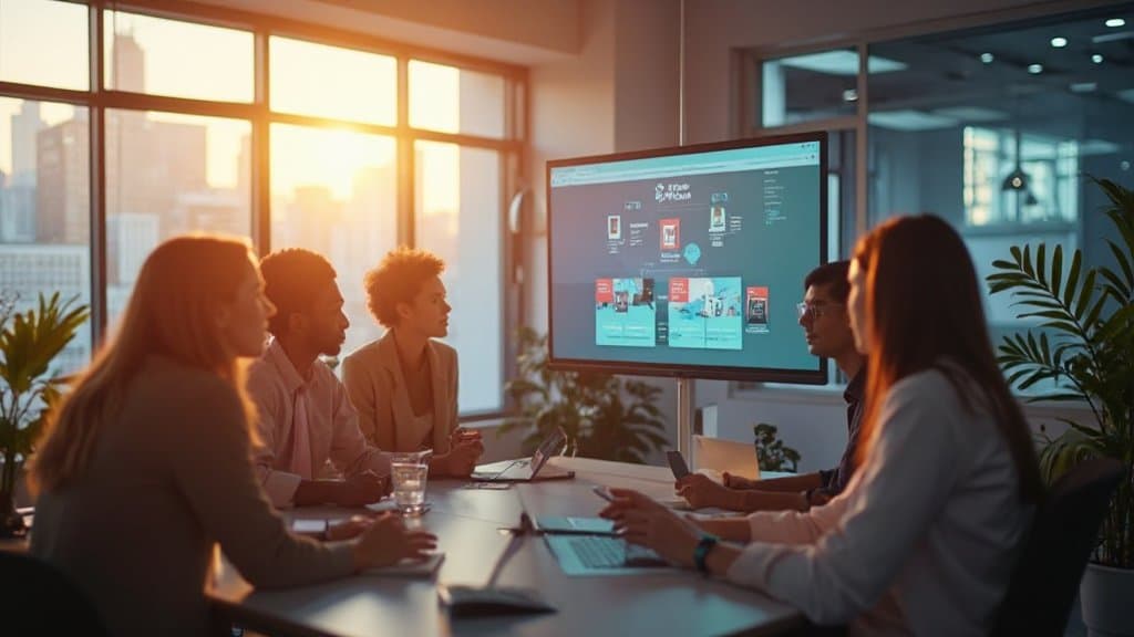 Usuário diante de cartões e ações do Microsoft 365 Copilot em ambiente de trabalho digital