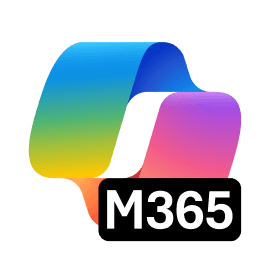 Logo do Microsoft 365 Copilot, ícone colorido em degradê com texto M365