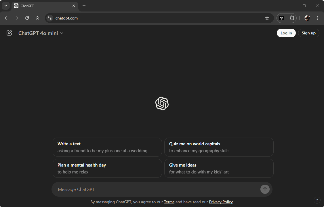 Tela do ChatGPT 4o com interface escura em um navegador