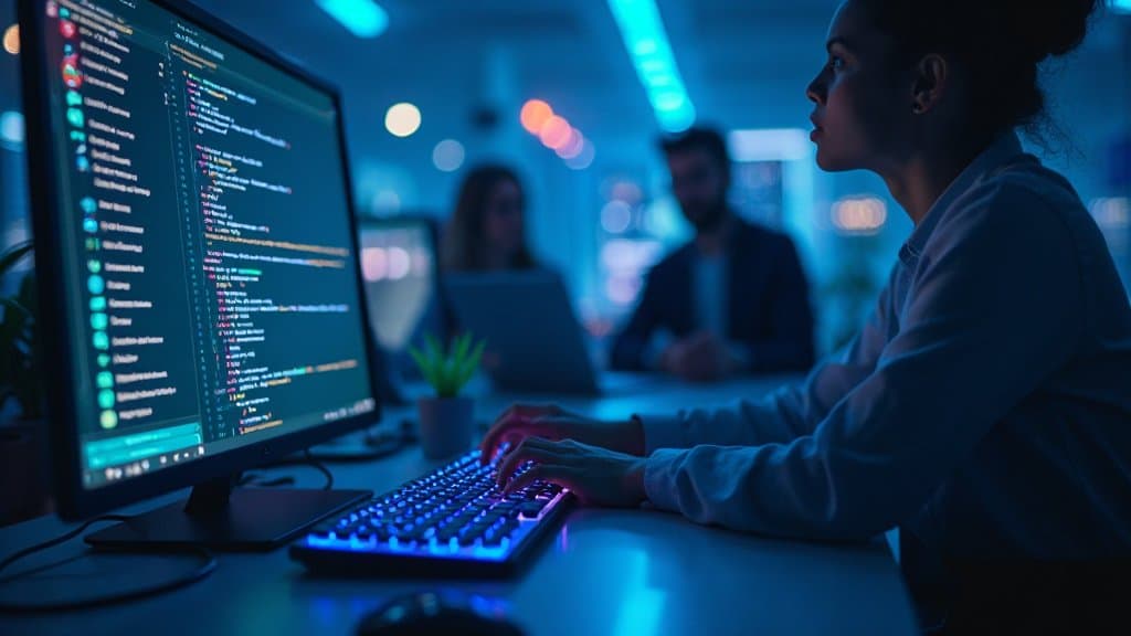 Conceito visual de agente de código Grok Build open source no terminal