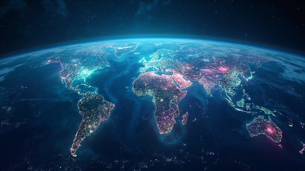 Delta de rio visto por satélite, representando análise geoespacial