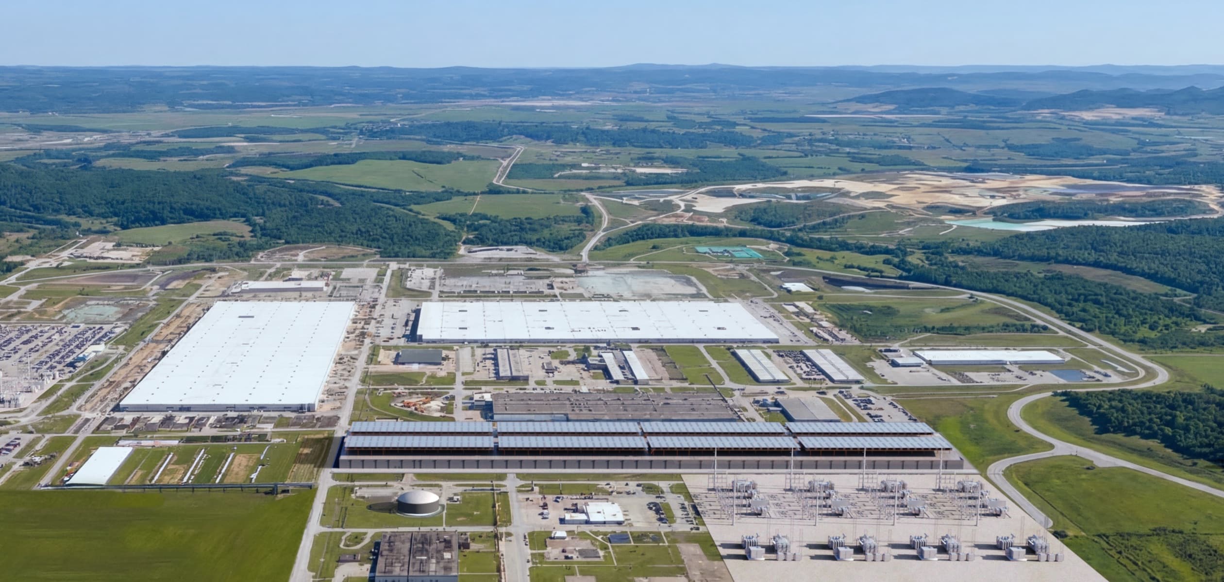 Vista aérea do futuro campus de tecnologia PORTS-Pike em Pike County, Ohio
