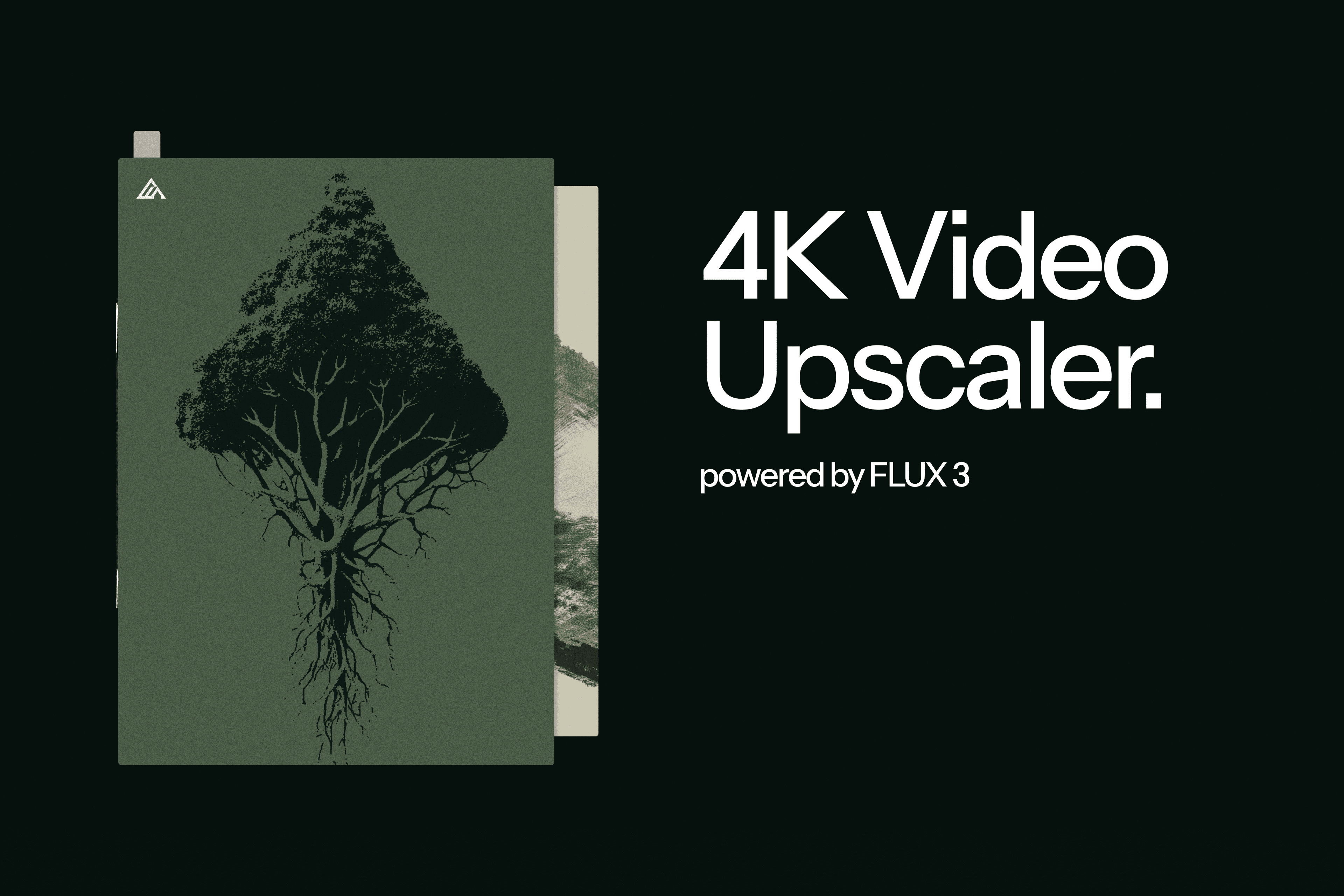 Banner do FLUX 3 4K Upscaler com tipografia 4K Video Upscaler
