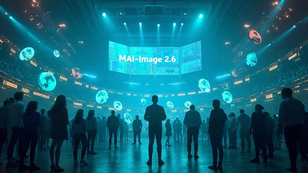 Conceito visual sobre geração de imagens por IA com destaque para Microsoft MAI-Image-2.6