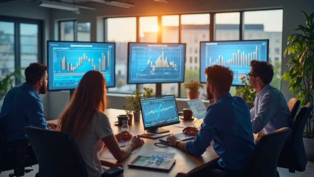 Gráfico estilizado representando dados financeiros conectados a agentes de IA