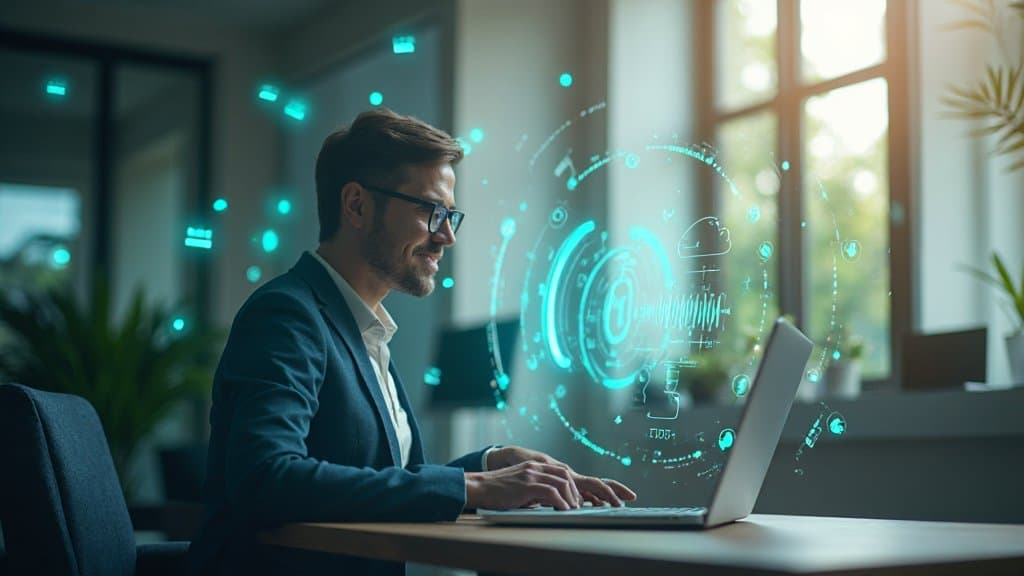 Imagem promocional do Google destacando o uso da voz no Workspace