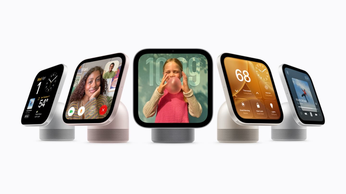 Apple HomeView em várias cores com interface na tela