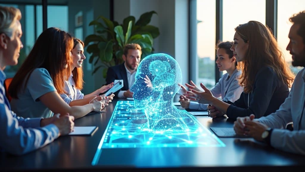 Imagem ilustrativa de notícias semanais de IA com tema tecnológico