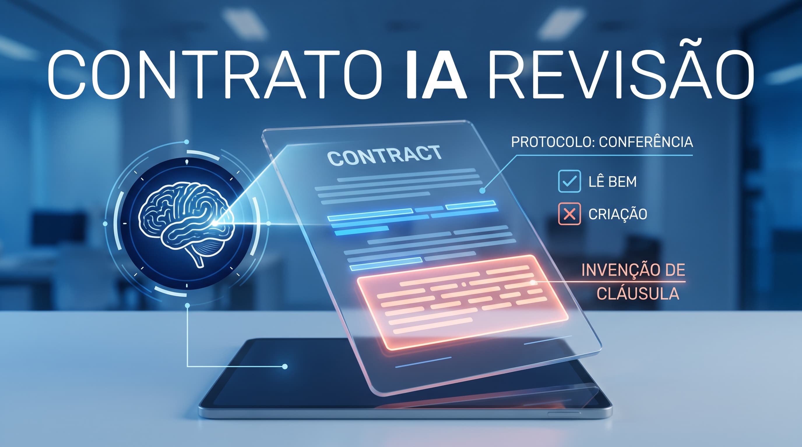 IA para revisar contrato no jurídico da empresa: o que ela lê bem, onde inventa cláusula e o protocolo de conferência
