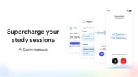 Arte promocional do Gemini Notebook com destaque para estudo e novos recursos