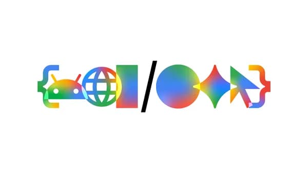 Arte oficial do Google I/O 2026 com visual abstrato e logotipo