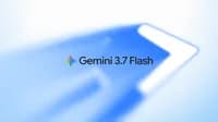Logotipo estilizado do Gemini 3.7 Flash em fundo azul claro