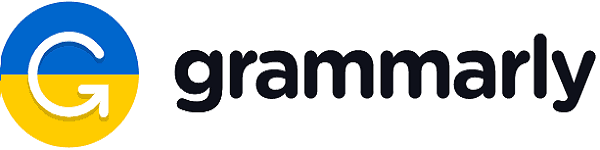 Logotipo da Grammarly, versão com cores azul e amarela