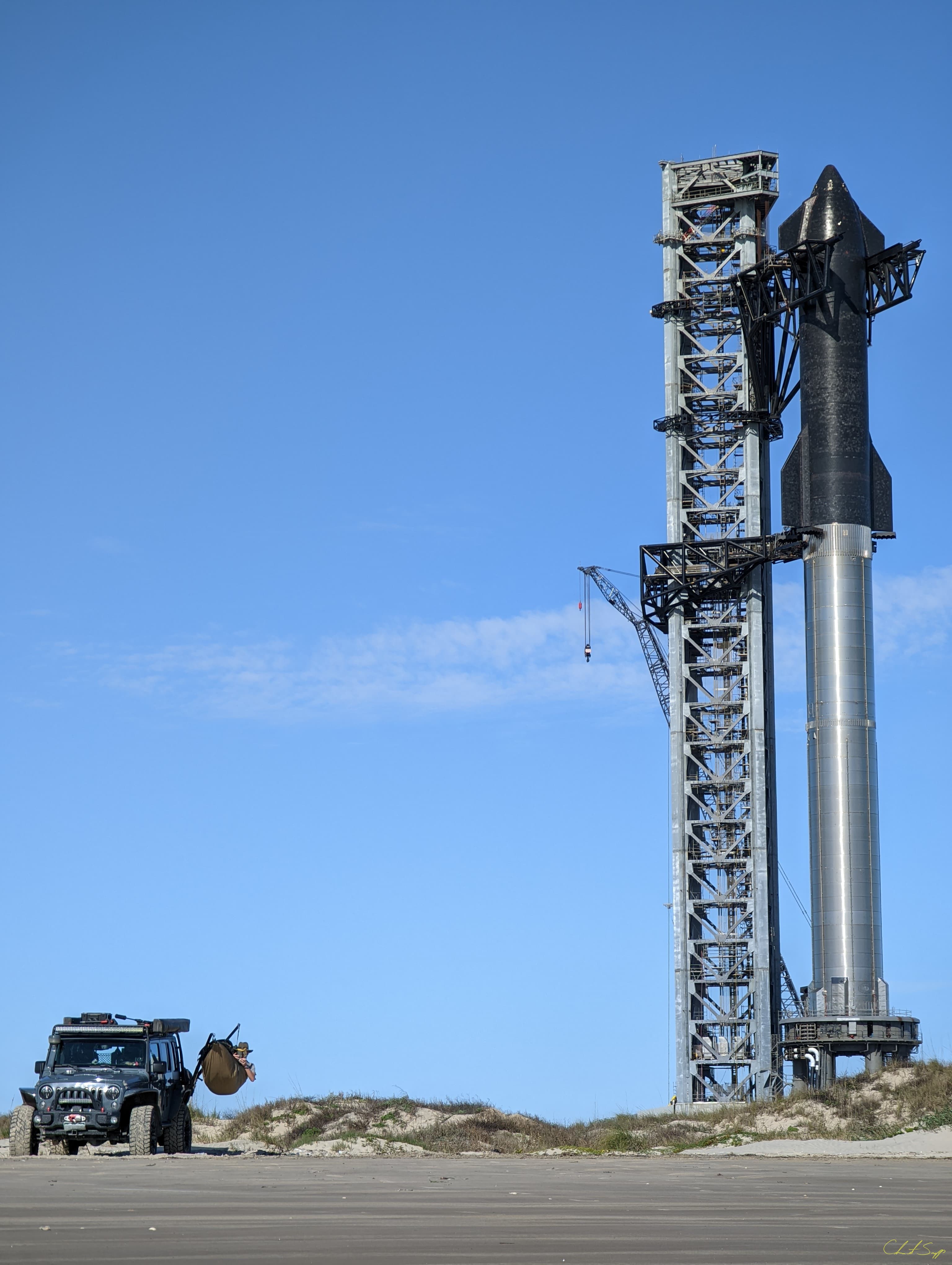 SpaceX Starship totalmente integrada na Starbase, Texas