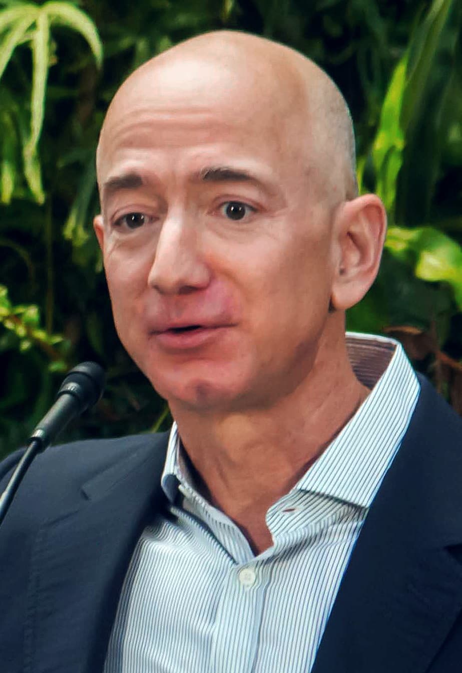 Retrato de Jeff Bezos em evento das Amazon Spheres