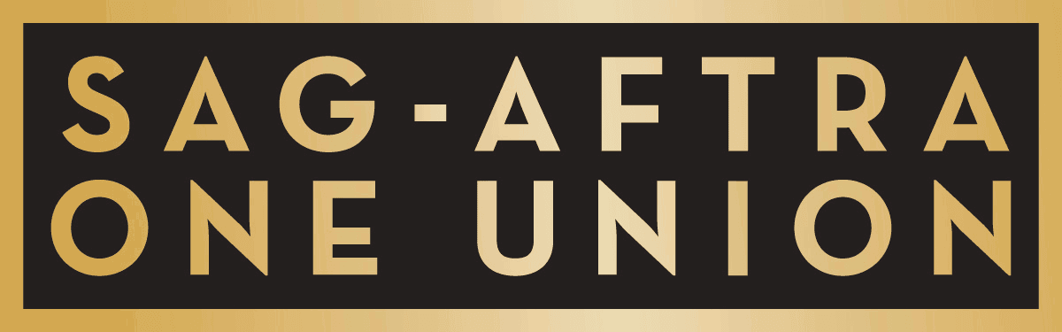 Logotipo da SAG-AFTRA em fundo dourado